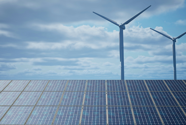 Solar panels and wind turbines